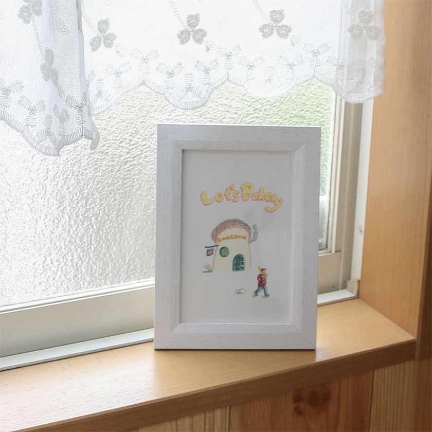 moguの色鉛筆画　ほのぼの可愛い癒し　パンのパン屋さん